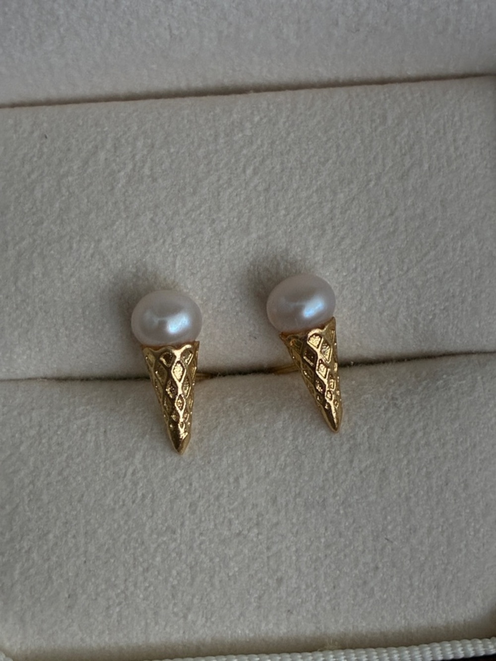 Pearl Cone Stud Earrings, Gold Filled, Minimal Sculptural Pearl Studs